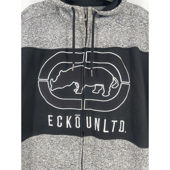 VTG Y2K Ecko Unltd Sweatshirt Full Zip Hoodie Rhino Logo Streetwear Mens 3X - Picture 5 of 15